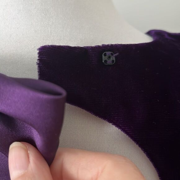 Donna Ricco New York Petite Purple Velvet with Open Back Satin Bows Party Dress - Picture 6 of 11